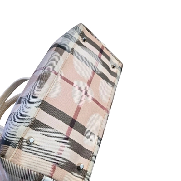 Burberry Cream and Brown Plaid Tote - Picture 9 of 15